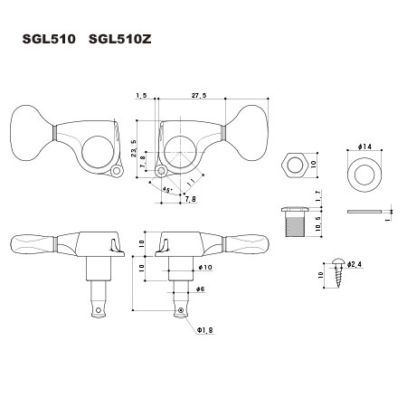 直送送料無料 GOTOH SGL510Z-L5 Chrome ゴトー 3:3 ギター ペグ 新品 即決有 ギア比 1：21を持つGOTOH最高峰シリーズ ペグ